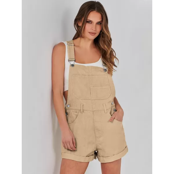 imageANRABESS Womens Denim Shortalls Loose Fit Sleeveless Adjustable Straps Shorts Bib Overalls Jean ShortsKhaki