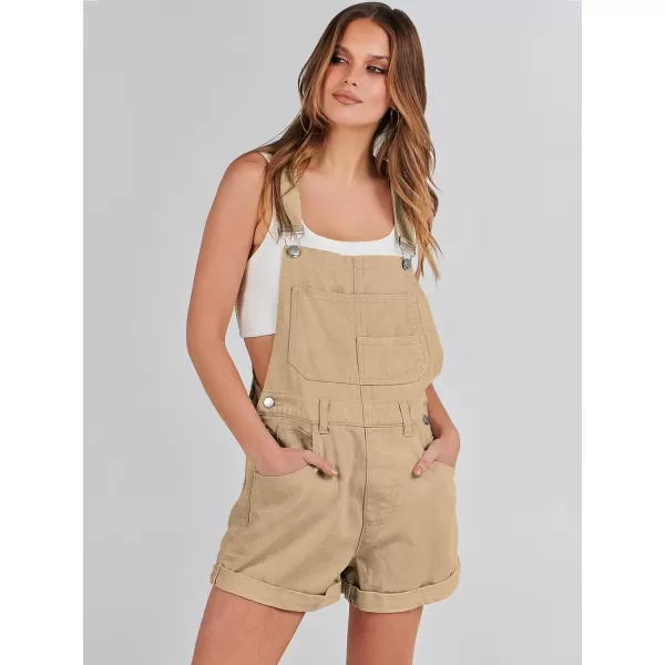 imageANRABESS Womens Denim Shortalls Loose Fit Sleeveless Adjustable Straps Shorts Bib Overalls Jean ShortsKhaki