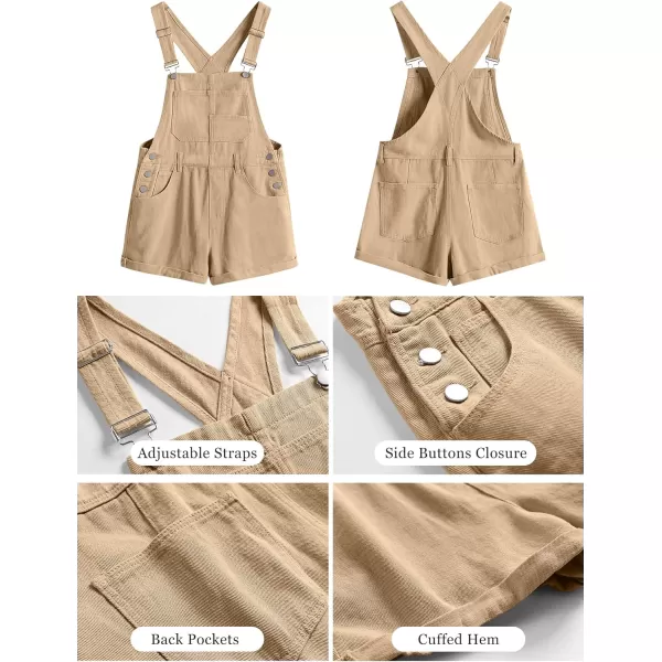 imageANRABESS Womens Denim Shortalls Loose Fit Sleeveless Adjustable Straps Shorts Bib Overalls Jean ShortsKhaki