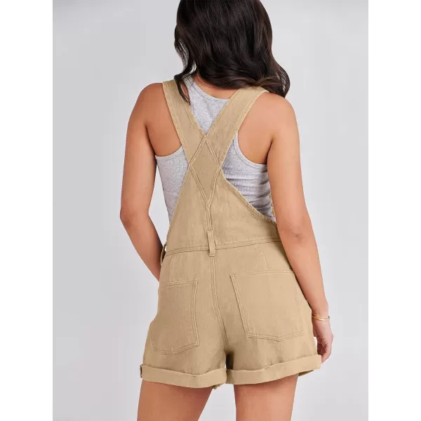 imageANRABESS Womens Denim Shortalls Loose Fit Sleeveless Adjustable Straps Shorts Bib Overalls Jean ShortsKhaki