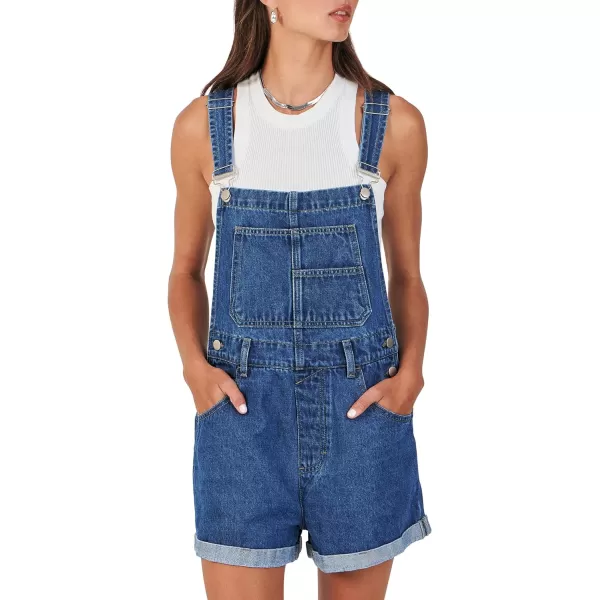 imageANRABESS Womens Denim Shortalls Loose Fit Sleeveless Adjustable Straps Shorts Bib Overalls Jean ShortsWashed Deep Blue
