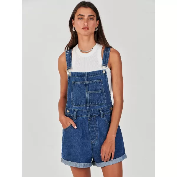 imageANRABESS Womens Denim Shortalls Loose Fit Sleeveless Adjustable Straps Shorts Bib Overalls Jean ShortsWashed Deep Blue