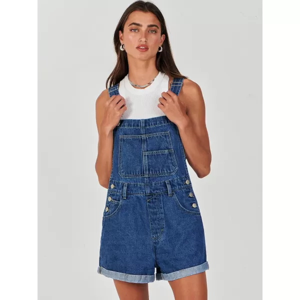 imageANRABESS Womens Denim Shortalls Loose Fit Sleeveless Adjustable Straps Shorts Bib Overalls Jean ShortsWashed Deep Blue