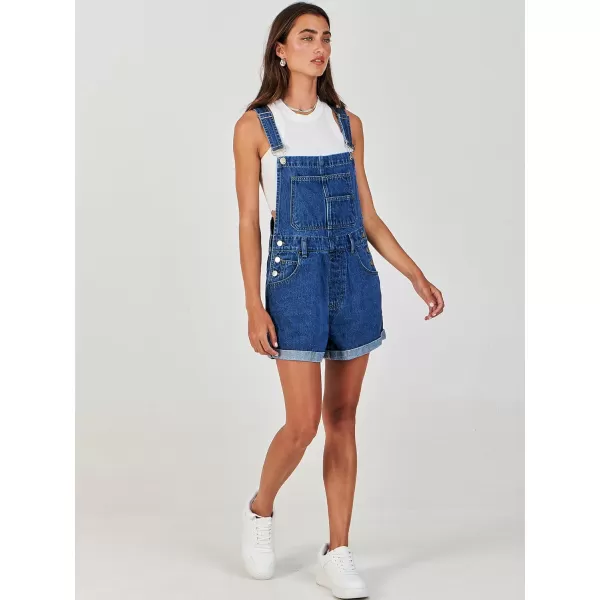 imageANRABESS Womens Denim Shortalls Loose Fit Sleeveless Adjustable Straps Shorts Bib Overalls Jean ShortsWashed Deep Blue