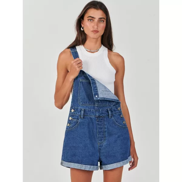 imageANRABESS Womens Denim Shortalls Loose Fit Sleeveless Adjustable Straps Shorts Bib Overalls Jean ShortsWashed Deep Blue