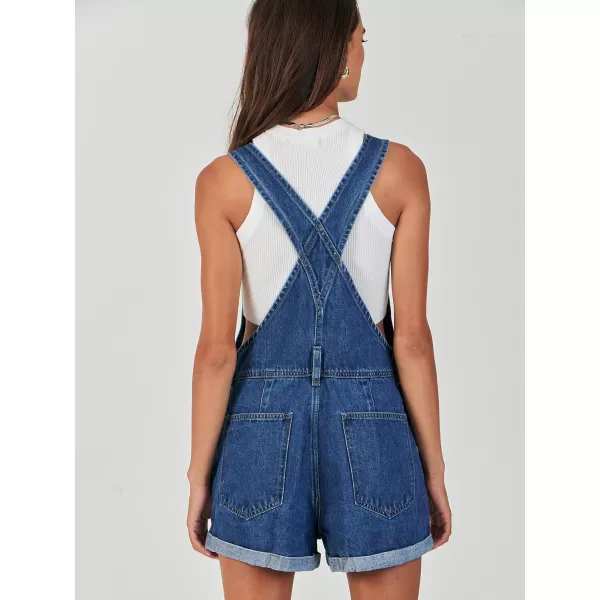 imageANRABESS Womens Denim Shortalls Loose Fit Sleeveless Adjustable Straps Shorts Bib Overalls Jean ShortsWashed Deep Blue