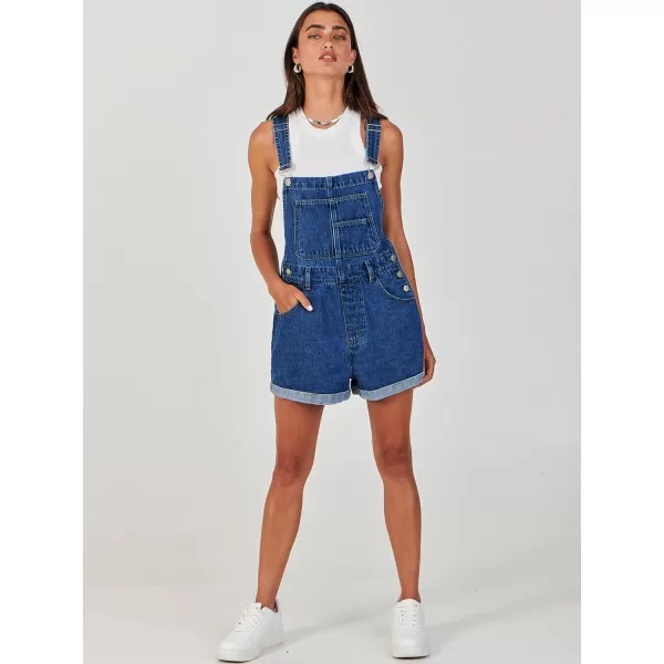 imageANRABESS Womens Denim Shortalls Loose Fit Sleeveless Adjustable Straps Shorts Bib Overalls Jean ShortsWashed Deep Blue