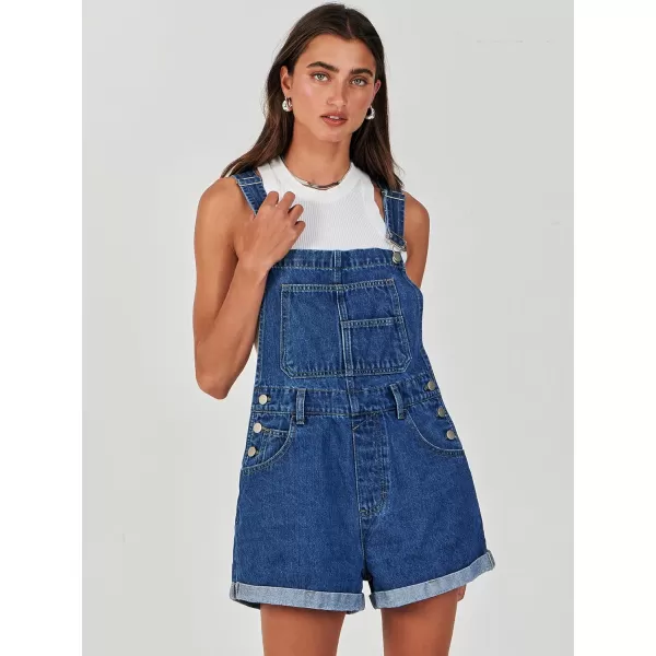 imageANRABESS Womens Denim Shortalls Loose Fit Sleeveless Adjustable Straps Shorts Bib Overalls Jean ShortsWashed Deep Blue