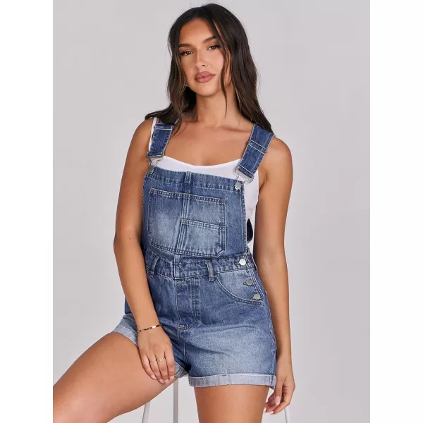 imageANRABESS Womens Denim Shortalls Loose Fit Sleeveless Adjustable Straps Shorts Bib Overalls Jean ShortsWashed Navy Blue