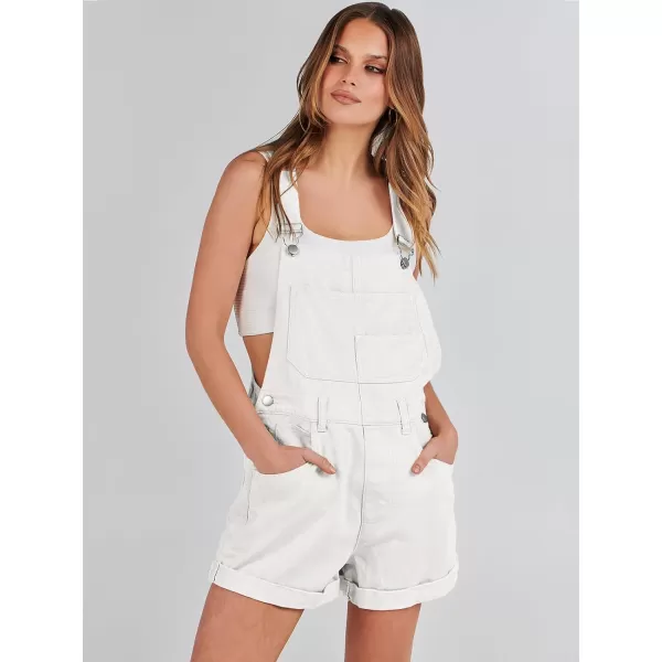 imageANRABESS Womens Denim Shortalls Loose Fit Sleeveless Adjustable Straps Shorts Bib Overalls Jean ShortsWhite