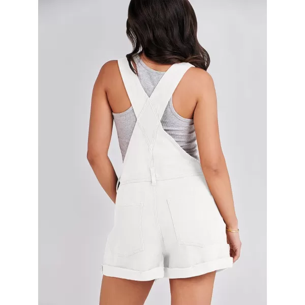 imageANRABESS Womens Denim Shortalls Loose Fit Sleeveless Adjustable Straps Shorts Bib Overalls Jean ShortsWhite