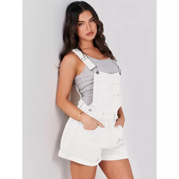 imageANRABESS Womens Denim Shortalls Loose Fit Sleeveless Adjustable Straps Shorts Bib Overalls Jean ShortsWhite