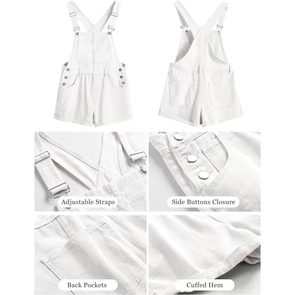 imageANRABESS Womens Denim Shortalls Loose Fit Sleeveless Adjustable Straps Shorts Bib Overalls Jean ShortsWhite