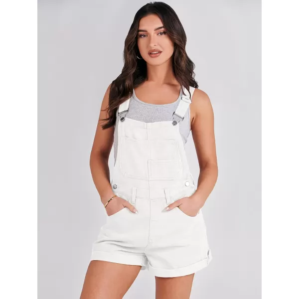 imageANRABESS Womens Denim Shortalls Loose Fit Sleeveless Adjustable Straps Shorts Bib Overalls Jean ShortsWhite