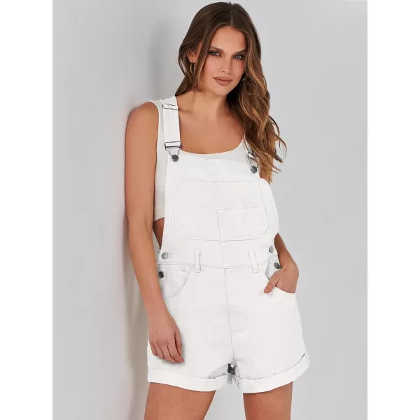 imageANRABESS Womens Denim Shortalls Loose Fit Sleeveless Adjustable Straps Shorts Bib Overalls Jean ShortsWhite