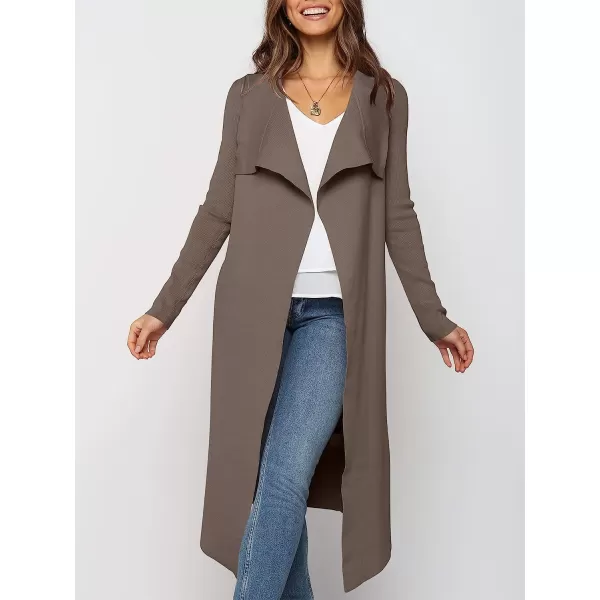 imageANRABESS Womens Draped Open Front Long Cardigan Sweater Long Sleeve Irregular Hem with BeltGray