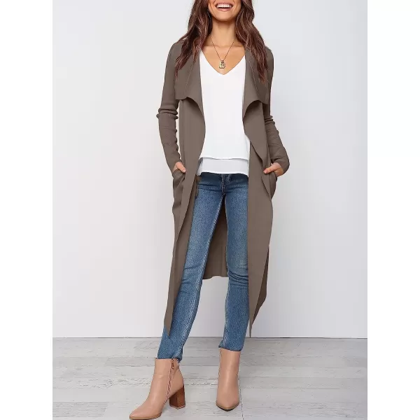 imageANRABESS Womens Draped Open Front Long Cardigan Sweater Long Sleeve Irregular Hem with BeltGray