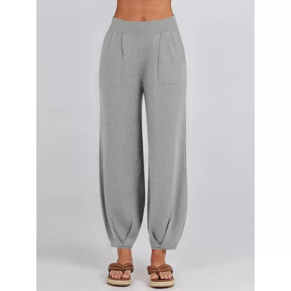 imageANRABESS Womens Elastic Waist Soft Knit Solid Wide Leg Sweatpants Sweater Pants Trousers with PocketsDeep Grey