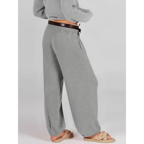 imageANRABESS Womens Elastic Waist Soft Knit Solid Wide Leg Sweatpants Sweater Pants Trousers with PocketsDeep Grey