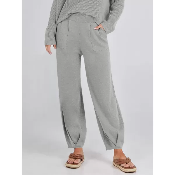 imageANRABESS Womens Elastic Waist Soft Knit Solid Wide Leg Sweatpants Sweater Pants Trousers with PocketsDeep Grey