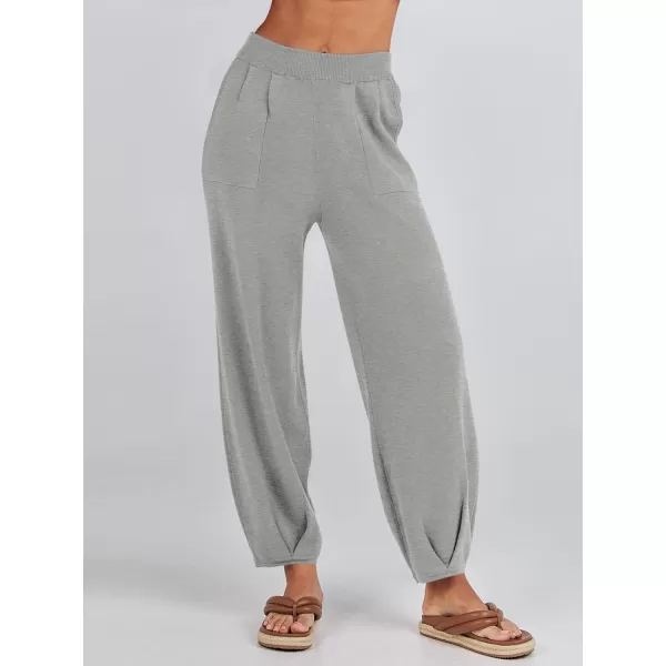 imageANRABESS Womens Elastic Waist Soft Knit Solid Wide Leg Sweatpants Sweater Pants Trousers with PocketsDeep Grey