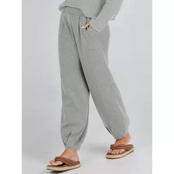imageANRABESS Womens Elastic Waist Soft Knit Solid Wide Leg Sweatpants Sweater Pants Trousers with PocketsDeep Grey