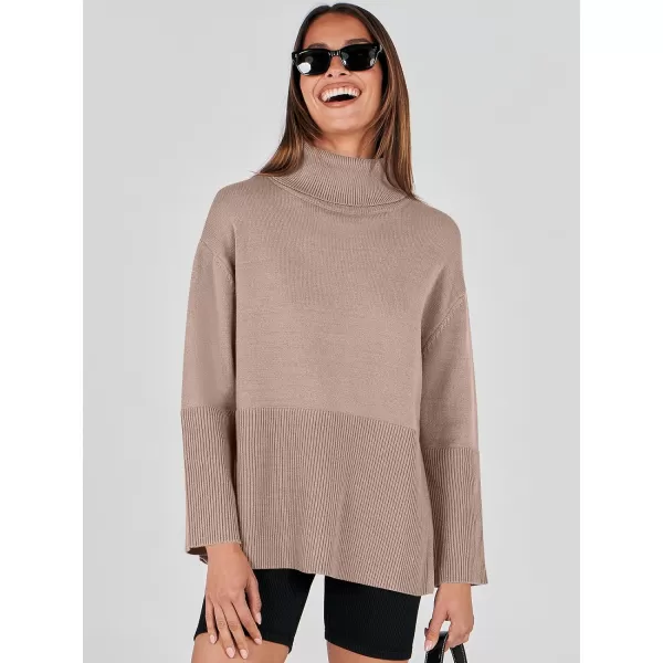 imageANRABESS Womens Fashion 2023 Oversized Turtleneck Striped Trendy Sweaters Ribbed Knit Pullover Sweater TopApricot