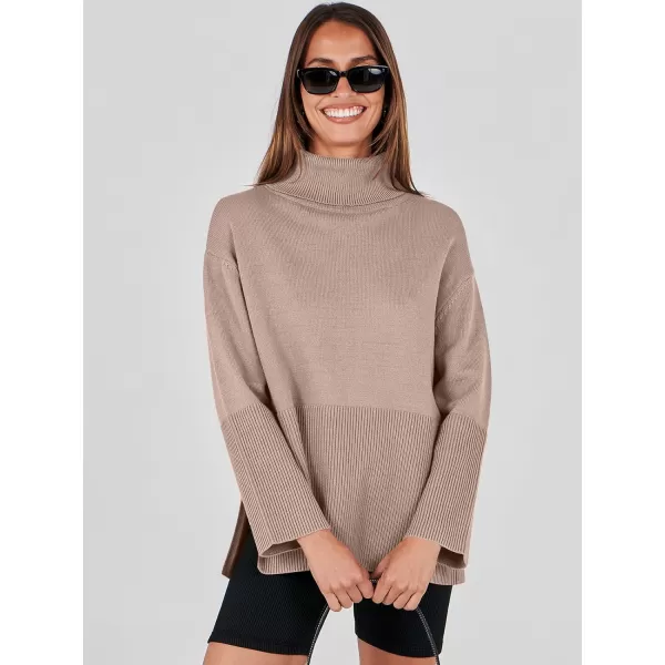 imageANRABESS Womens Fashion 2023 Oversized Turtleneck Striped Trendy Sweaters Ribbed Knit Pullover Sweater TopApricot