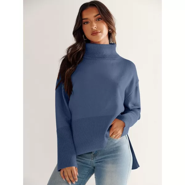 imageANRABESS Womens Fashion 2023 Oversized Turtleneck Striped Trendy Sweaters Ribbed Knit Pullover Sweater TopDusty Blue