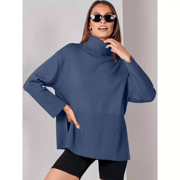 imageANRABESS Womens Fashion 2023 Oversized Turtleneck Striped Trendy Sweaters Ribbed Knit Pullover Sweater TopDusty Blue