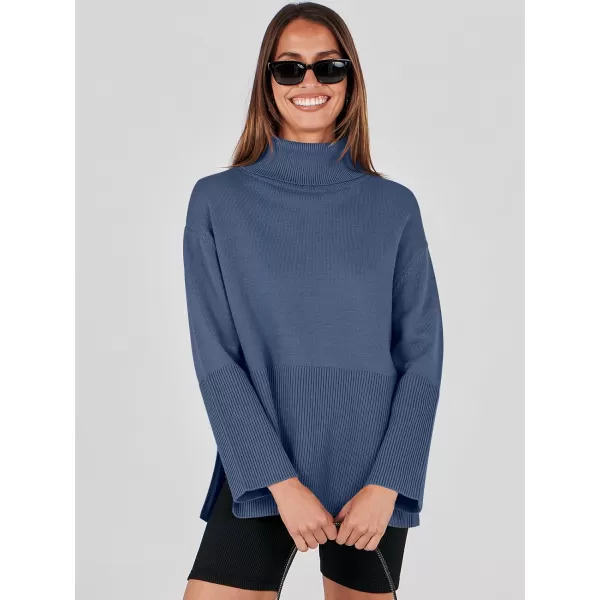 imageANRABESS Womens Fashion 2023 Oversized Turtleneck Striped Trendy Sweaters Ribbed Knit Pullover Sweater TopDusty Blue
