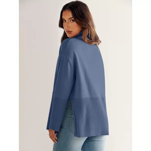 imageANRABESS Womens Fashion 2023 Oversized Turtleneck Striped Trendy Sweaters Ribbed Knit Pullover Sweater TopDusty Blue