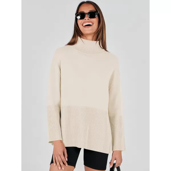 imageANRABESS Womens Fashion 2023 Oversized Turtleneck Striped Trendy Sweaters Ribbed Knit Pullover Sweater TopKhaki