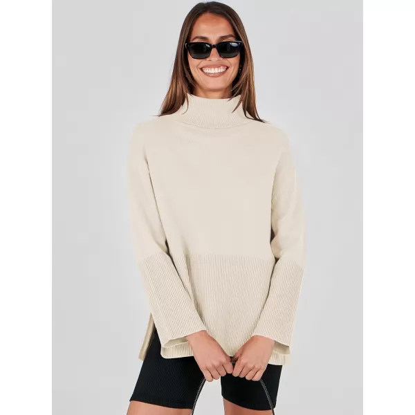 imageANRABESS Womens Fashion 2023 Oversized Turtleneck Striped Trendy Sweaters Ribbed Knit Pullover Sweater TopKhaki
