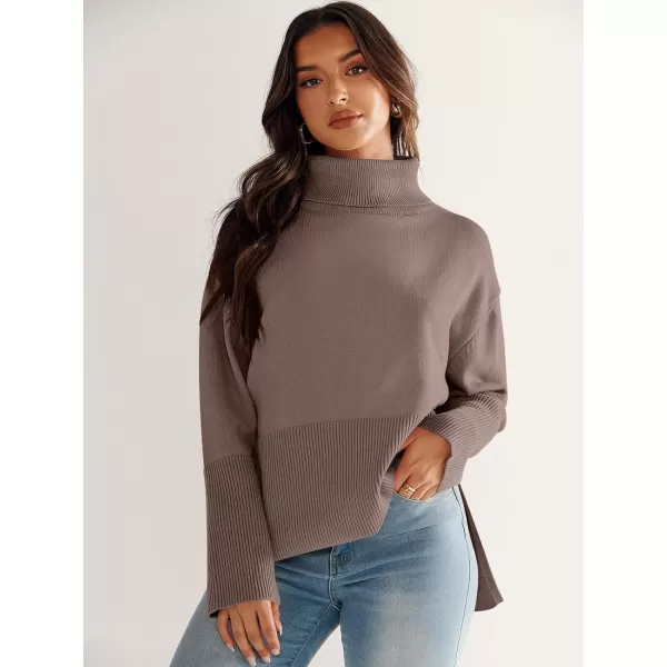 imageANRABESS Womens Fashion 2023 Oversized Turtleneck Striped Trendy Sweaters Ribbed Knit Pullover Sweater TopNutmeag