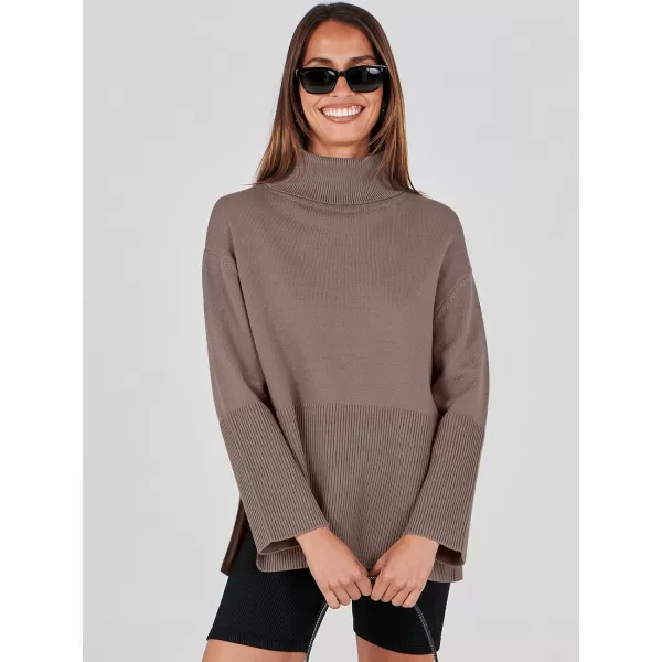 imageANRABESS Womens Fashion 2023 Oversized Turtleneck Striped Trendy Sweaters Ribbed Knit Pullover Sweater TopNutmeag