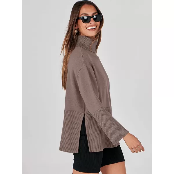 imageANRABESS Womens Fashion 2023 Oversized Turtleneck Striped Trendy Sweaters Ribbed Knit Pullover Sweater TopNutmeag