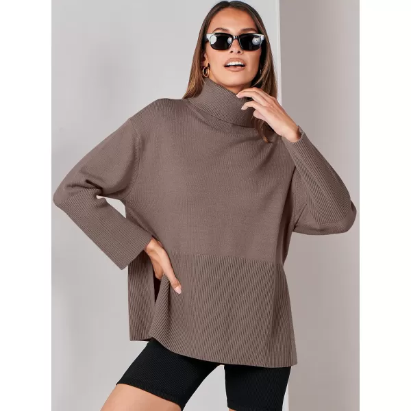imageANRABESS Womens Fashion 2023 Oversized Turtleneck Striped Trendy Sweaters Ribbed Knit Pullover Sweater TopNutmeag