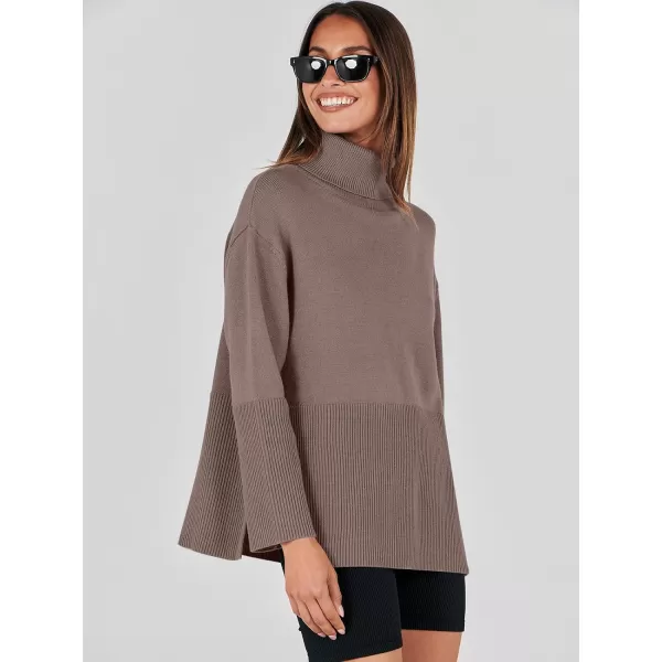 imageANRABESS Womens Fashion 2023 Oversized Turtleneck Striped Trendy Sweaters Ribbed Knit Pullover Sweater TopNutmeag