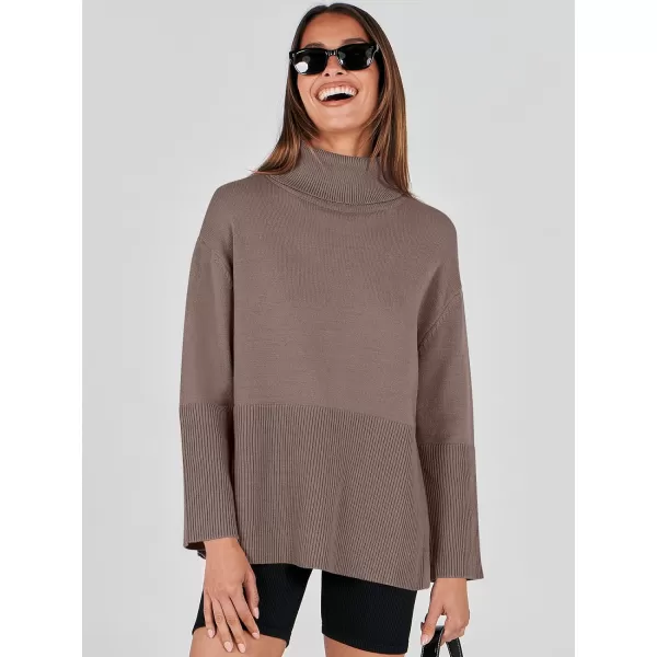 imageANRABESS Womens Fashion 2023 Oversized Turtleneck Striped Trendy Sweaters Ribbed Knit Pullover Sweater TopNutmeag