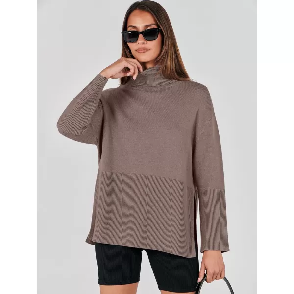imageANRABESS Womens Fashion 2023 Oversized Turtleneck Striped Trendy Sweaters Ribbed Knit Pullover Sweater TopNutmeag