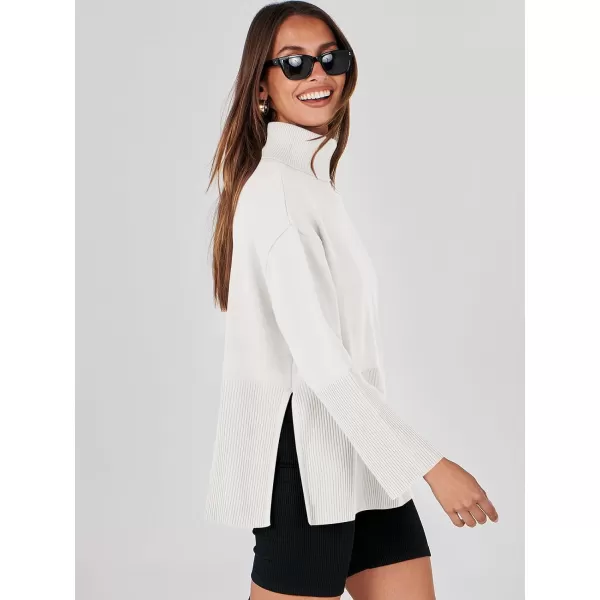 imageANRABESS Womens Fashion 2023 Oversized Turtleneck Striped Trendy Sweaters Ribbed Knit Pullover Sweater TopWhite