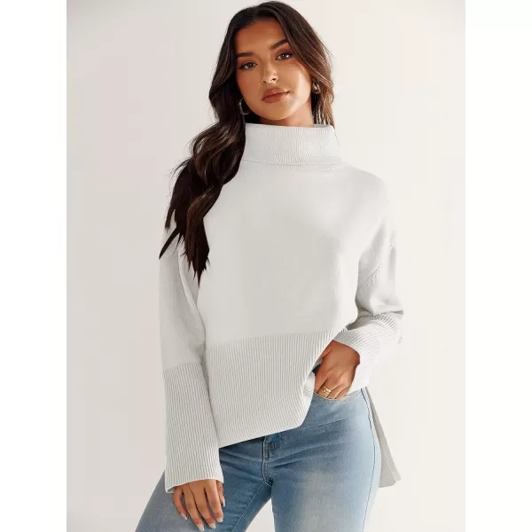 imageANRABESS Womens Fashion 2023 Oversized Turtleneck Striped Trendy Sweaters Ribbed Knit Pullover Sweater TopWhite