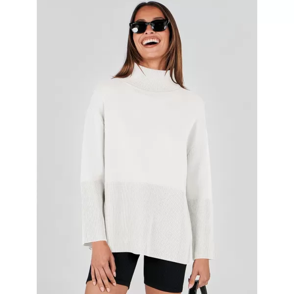 imageANRABESS Womens Fashion 2023 Oversized Turtleneck Striped Trendy Sweaters Ribbed Knit Pullover Sweater TopWhite