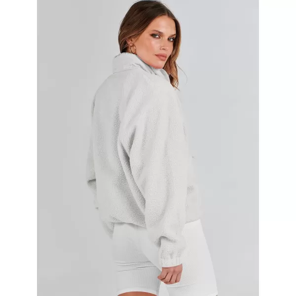 imageANRABESS Womens Fleece Jacket Button Down Shacket Casual Sherpa Cropped Coats Warm Outwear with PocketsGray