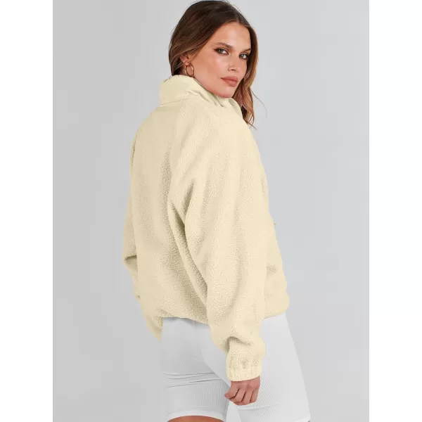 imageANRABESS Womens Fleece Jacket Button Down Shacket Casual Sherpa Cropped Coats Warm Outwear with PocketsYellow