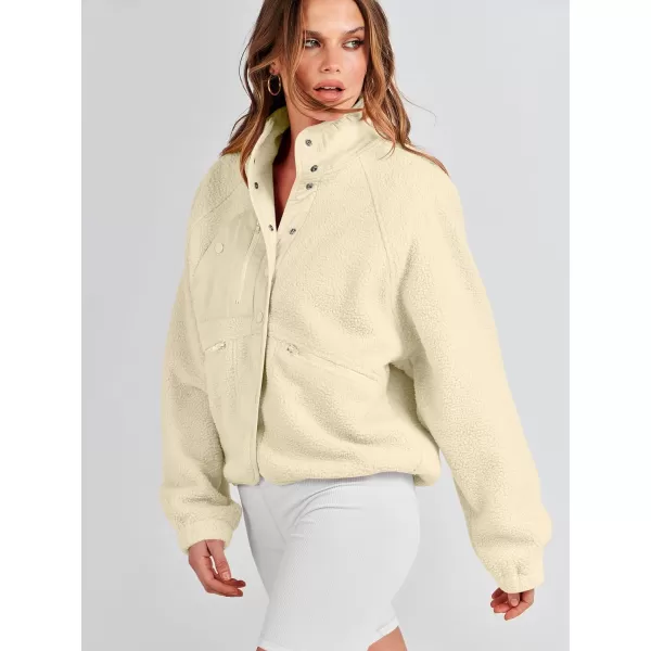 imageANRABESS Womens Fleece Jacket Button Down Shacket Casual Sherpa Cropped Coats Warm Outwear with PocketsYellow