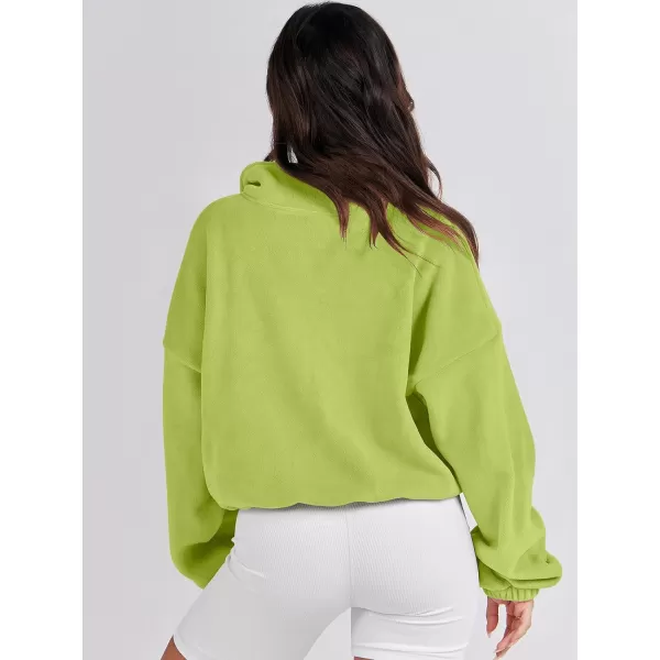 imageANRABESS Womens Full Zip Cropped Fleece Sherpa Jackets Oversized Long Sleeve Workout 2023 Fall Winter Coats OutwearLight Green