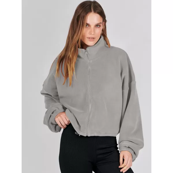 imageANRABESS Womens Full Zip Cropped Fleece Sherpa Jackets Oversized Long Sleeve Workout 2023 Fall Winter Coats OutwearLight Grey