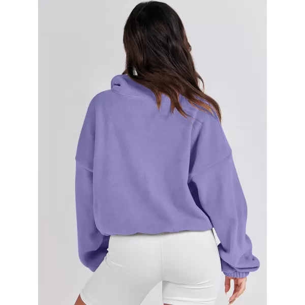 imageANRABESS Womens Full Zip Cropped Fleece Sherpa Jackets Oversized Long Sleeve Workout 2023 Fall Winter Coats OutwearPurple